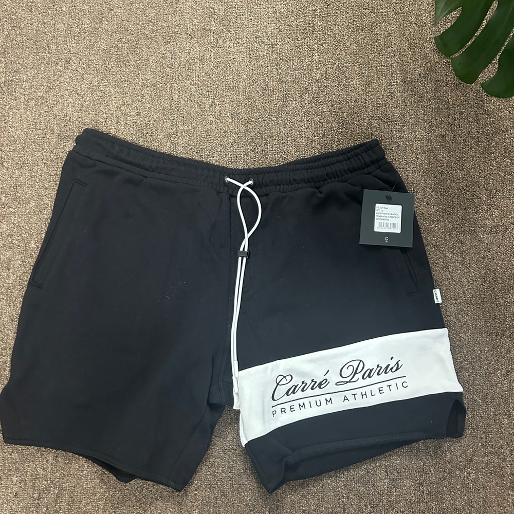 Carré Paris Men's Black and White Athletic Shorts